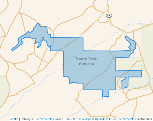 walking in Betonnie Tsosie Fossil Area map in Nageezi