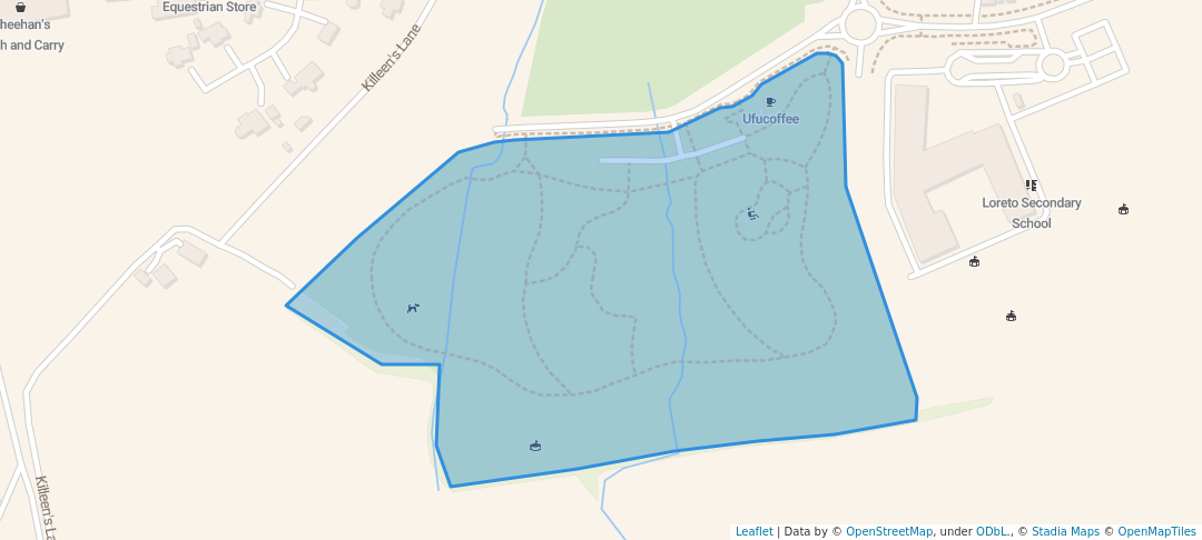 walking in Min Ryan Park map in Wexford
