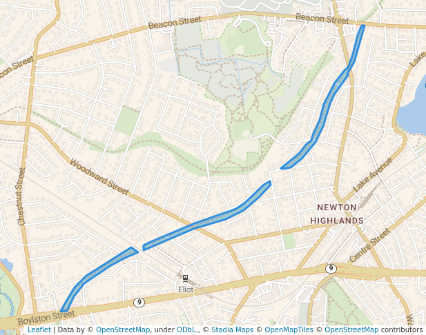 walking in Sudbury Aqueduct map in Newton