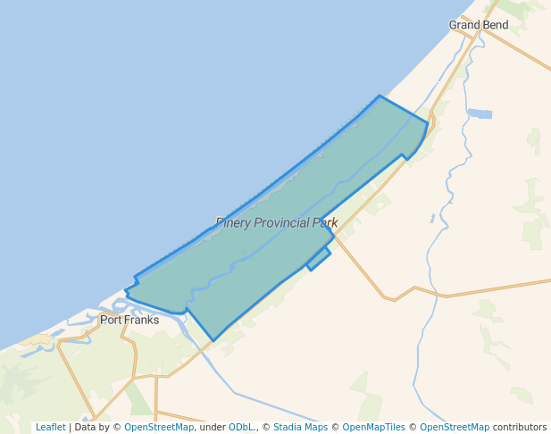 walking in Pinery Provincial Park map in Grand Bend