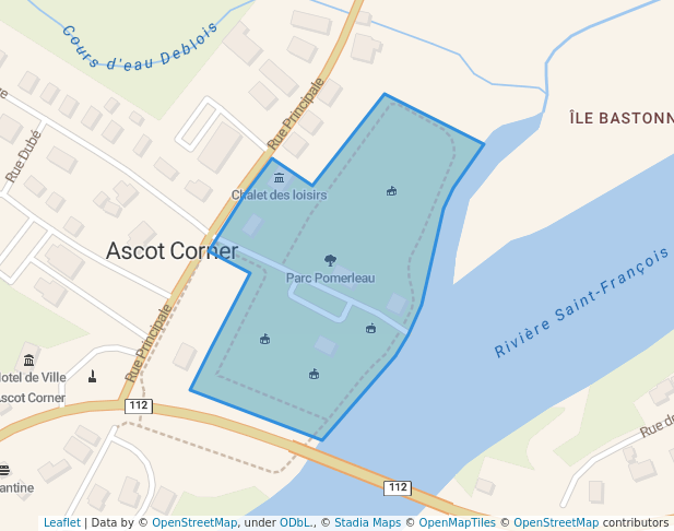 walking in Parc Pomerleau map in Ascot Corner