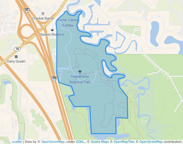 walking in Halpatiokee Regional Park map in Stuart