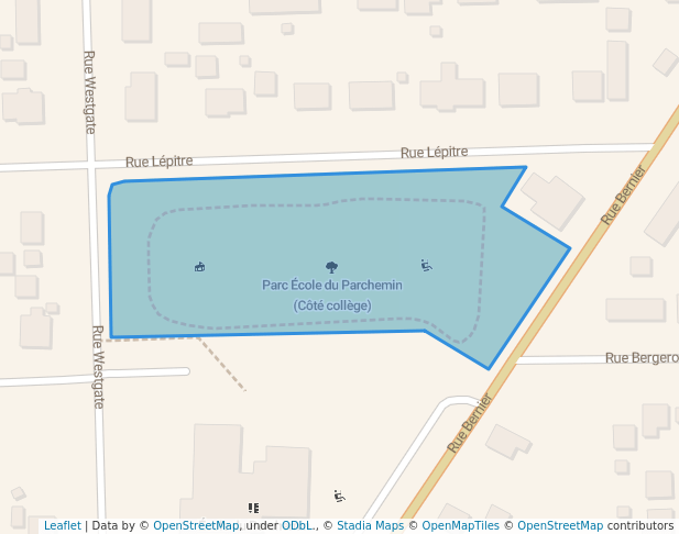 walking in Parc École du Parchemin (Côté collège) map in Westbury