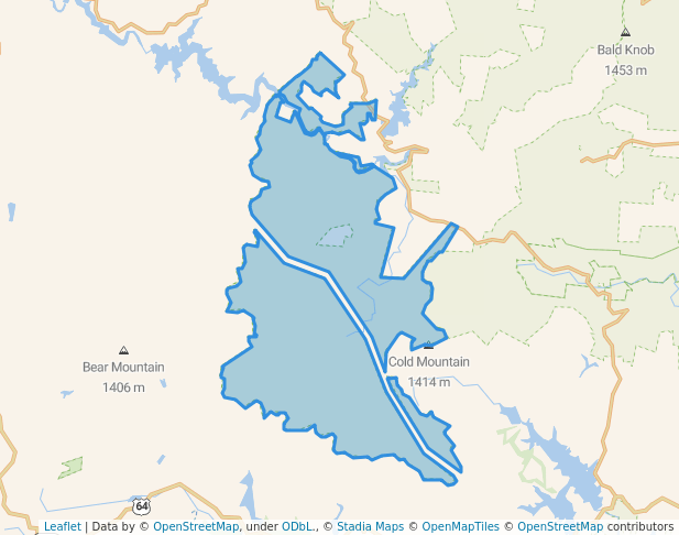 walking in Panthertown Valley Backcountry Area map in Glenville