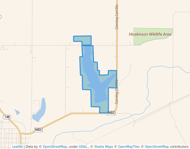 walking in Lake Binder Park map in Corning