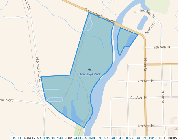 walking in Joe Hoye Park map in Gruver