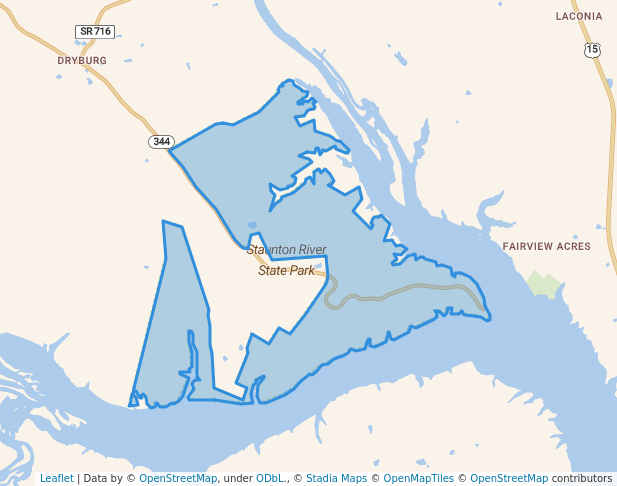 walking in Staunton River State Park map in Scottsburg