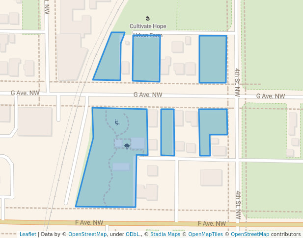 walking in Cultivate Hope Urban Farm map in Cedar Rapids