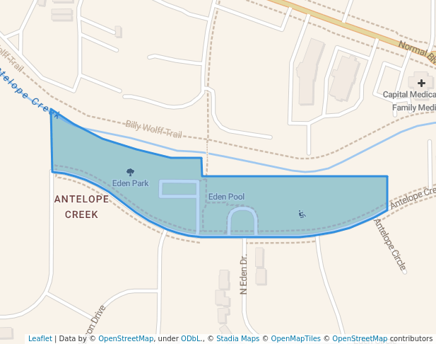 walking in Eden Park map in Lincoln