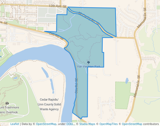 walking in Van Vechten Park map in Cedar Rapids