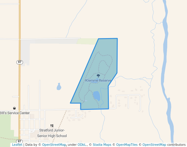 walking in Klemme Reserve map in Stratford
