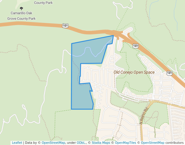 walking in Vallecito Open Space map in Thousand Oaks