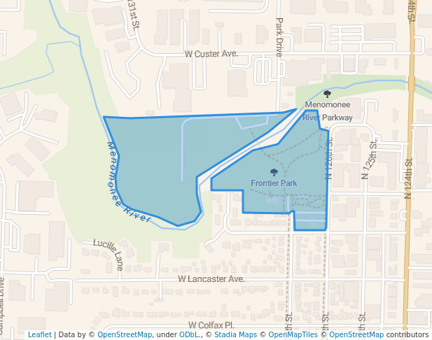 walking in Frontier Park map in Butler