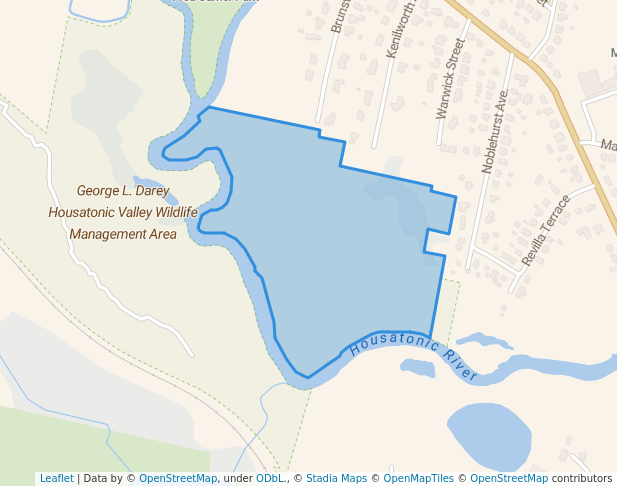 walking in George L. Darey Housatonic Valley Wildlife Management Area map in Pittsfield
