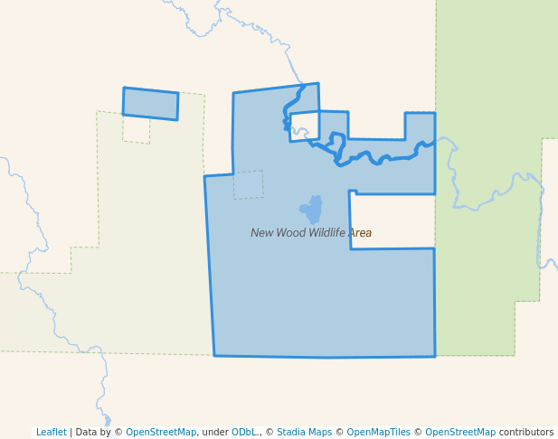 walking in New Wood Wildlife Area map in Merrill