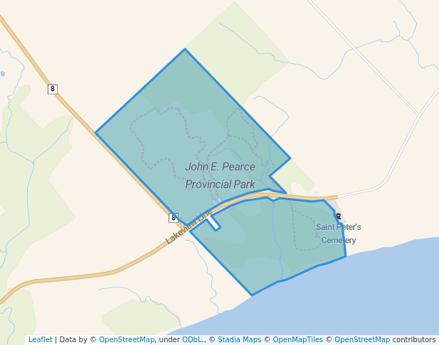 walking in John E. Pearce Provincial Park map in Wallacetown