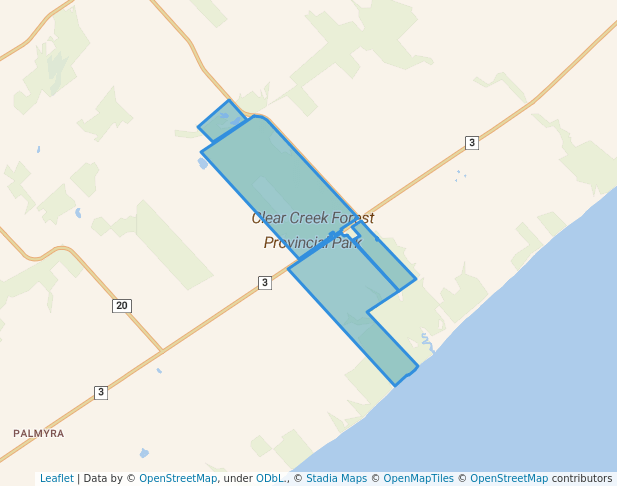 walking in Clear Creek Forest Provincial Park map in Muirkirk
