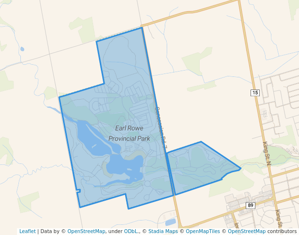 walking in Earl Rowe Provincial Park map in Everett