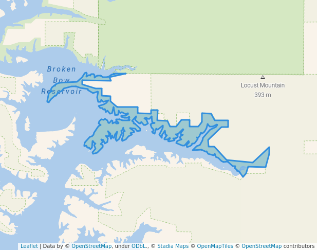 walking in Broken Bow Wildlife Management Area map in Broken Bow