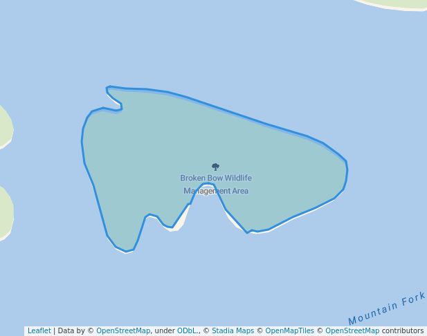 walking in Broken Bow Wildlife Management Area map in Broken Bow