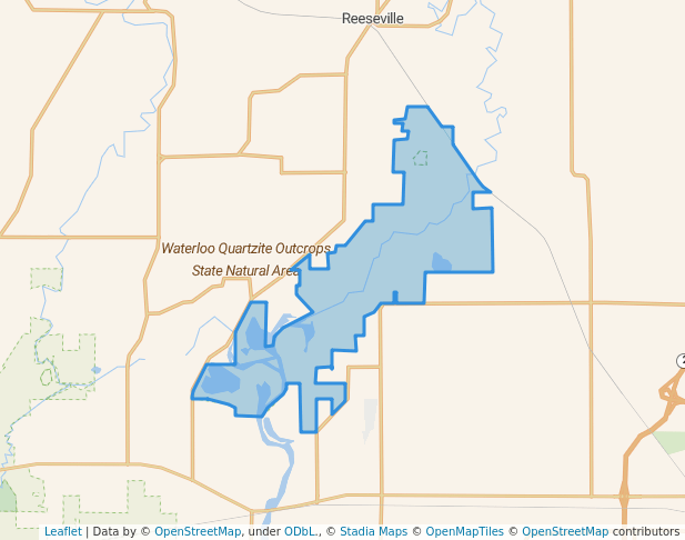 walking in Mud Lake Wildlife Area map in Reeseville