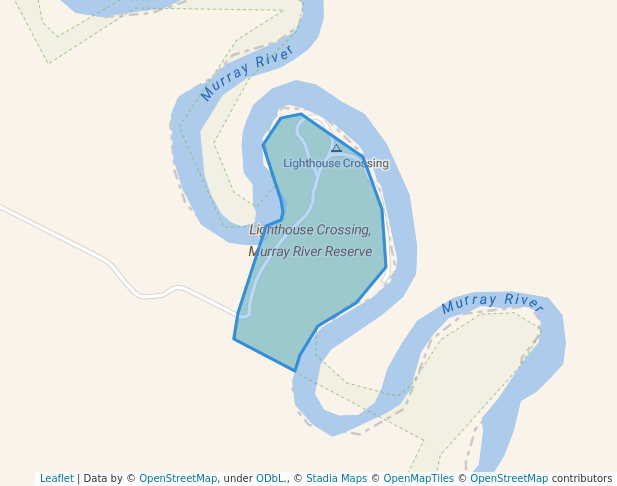 walking in Lighthouse Crossing, Murray River Reserve map in Towong