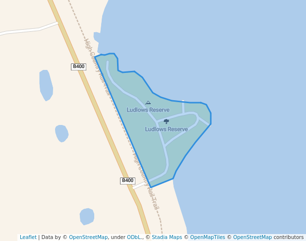 walking in Ludlows Reserve map in Ebden