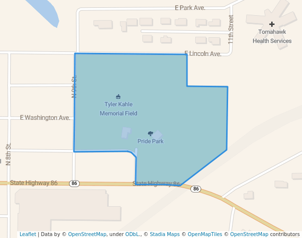 walking in Pride Park map in Tomahawk