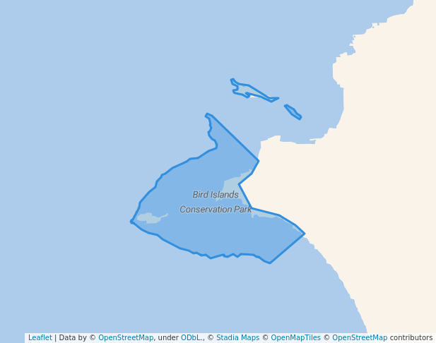 walking in Bird Islands Conservation Park map in Warburto