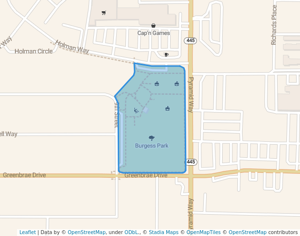 walking in Burgess Park map in Sparks
