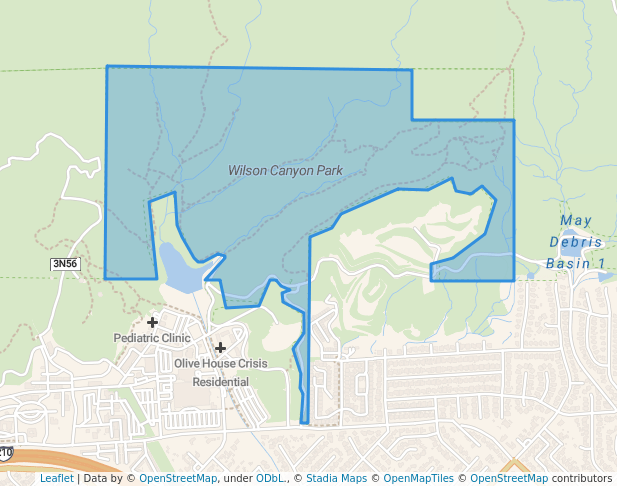 walking in Wilson Canyon Park map in Kagel Canyon