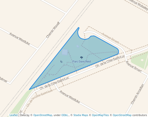 walking in Parc Dave Reid map in Côte Saint-Luc