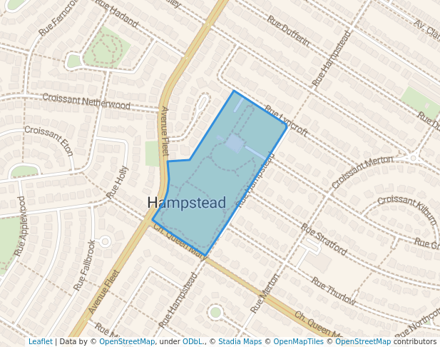 walking in Parc Hampstead map in Côte Saint-Luc