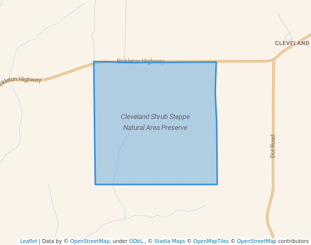 walking in Cleveland Shrub Steppe Natural Area Preserve map in Roosevelt