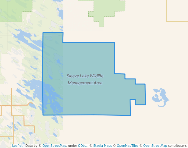 walking in Sleeve Lake Wildlife Management Area map in KOOSTATAK