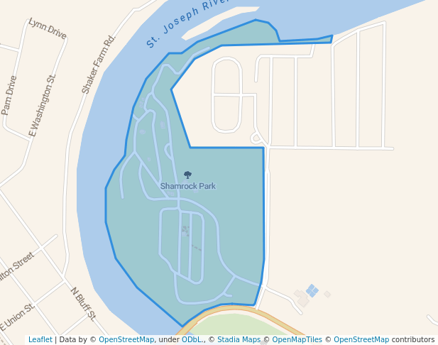 walking in Shamrock Park map in Berrien Springs