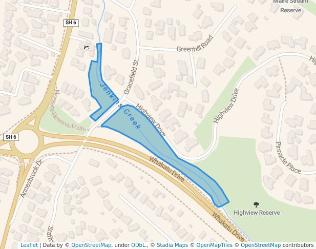 walking in Jenkins Creek Esplanade map in Nelson