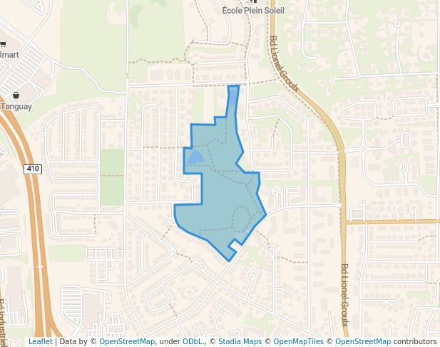 walking in Parc André-Viger map in Sherbrooke