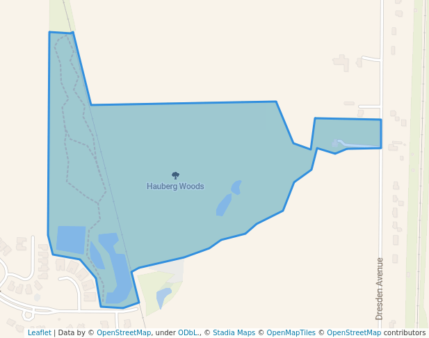 walking in Hauberg Woods map in Northfield