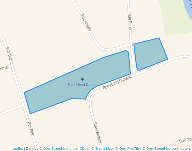 walking in Parc Henri-Dunant map in Cowansville