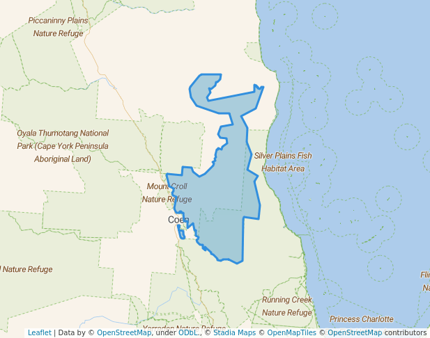 walking in Kulla (Mcilwraith Range) National Park (Cape York Peninsula Aboriginal Land) map in Coen