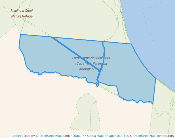 walking in Lama Lama National Park (Cape York Peninsula Aboriginal Land) map in Yarraden