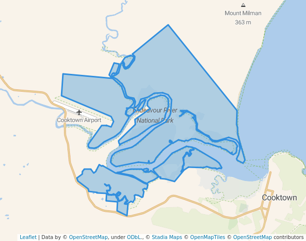 walking in Endeavour River National Park map in Degarra