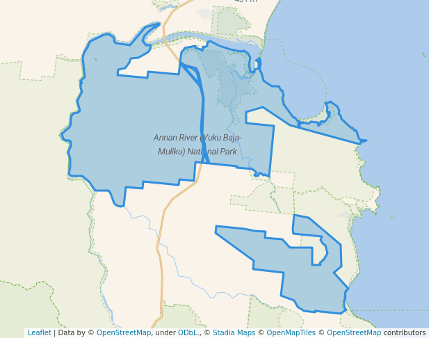 walking in Annan River (Yuku Baja-Muliku) National Park map in Degarra