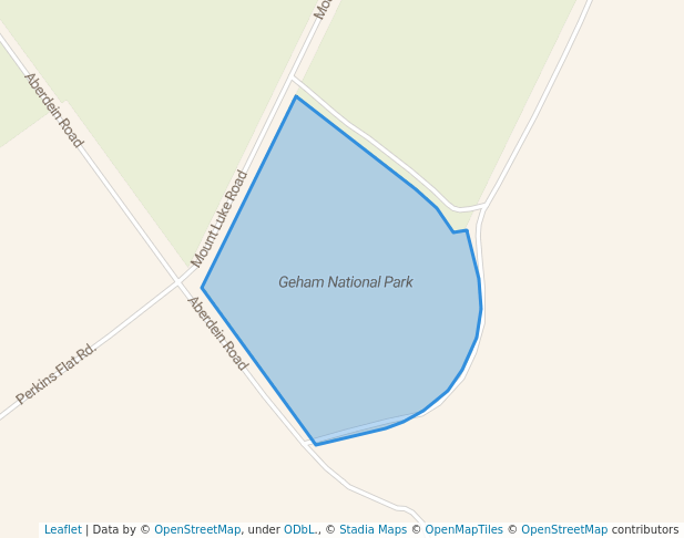 walking in Geham National Park map in Gore