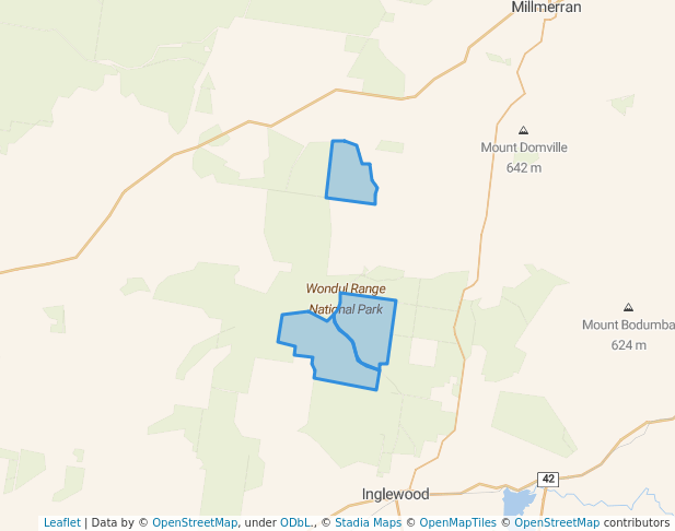 walking in Wondul Range National Park map in Bybera