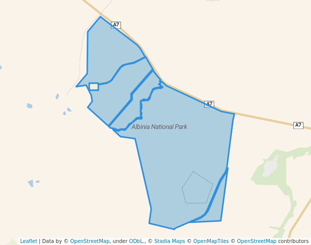 walking in Albinia National Park map in Orion