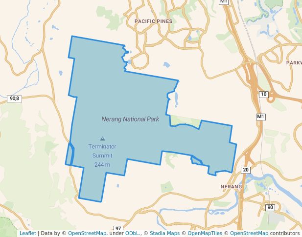 walking in Nerang National Park map in Gaven