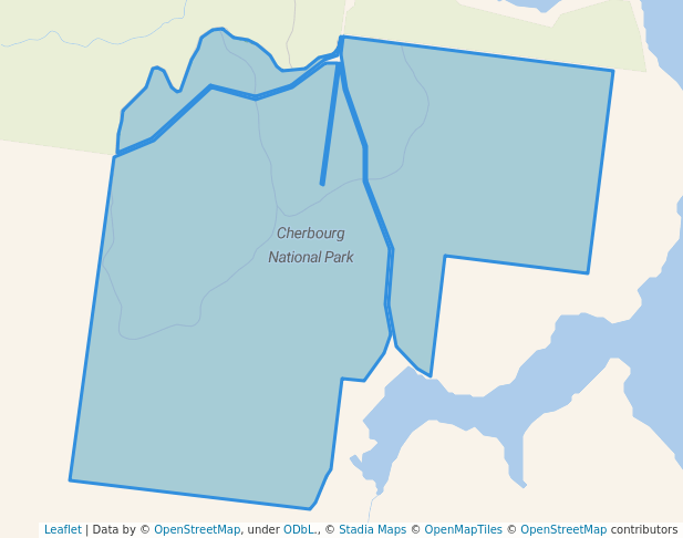 walking in Cherbourg National Park map in Cushnie