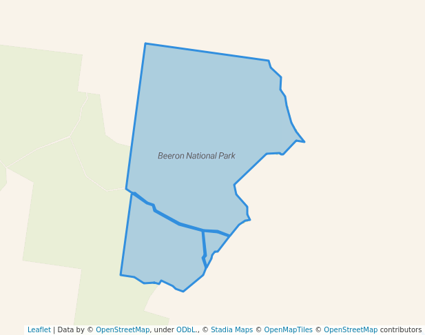 walking in Beeron National Park map in Beeron